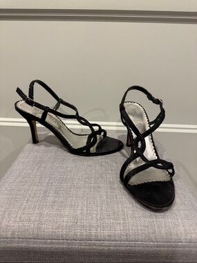 White House Black Market Black Strappy Heeled Sandals 6.5